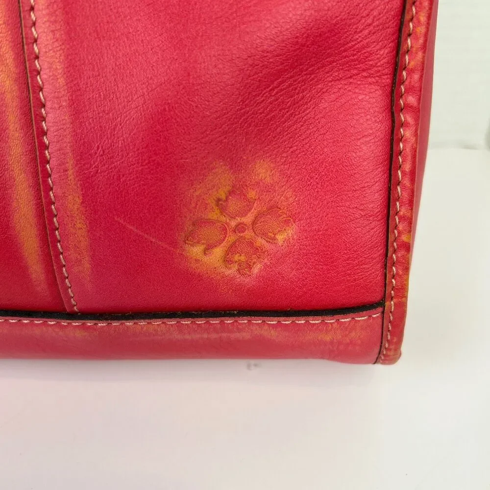 Patricia Nash Red Leather Crossbody Bag Purse Distressed Classic Western Pockets